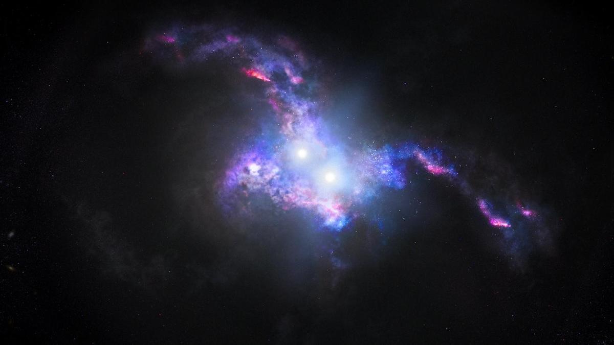 Double Quasars Reveal Galactic Collision in Ancient Universe