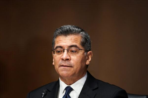 Xavier Becerra, the nominee for Secretary of Health and Human Services, answers questions during his confirmation hearing before the Senate Finance Committee on Capitol Hill on February 24, 2021, in Washington, DC. ( Greg Nash-Pool/Getty Images)