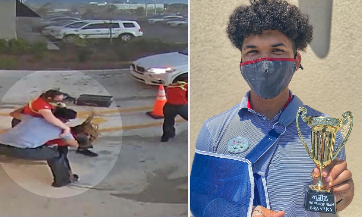 Chick-fil-A Employee Sees Co-workers Outside Struggling in Storm, Rushes to Help, Hailed a Hero