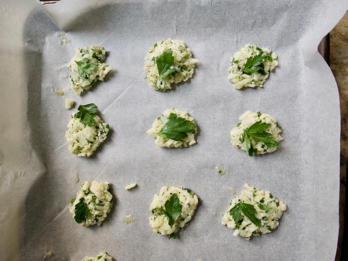 Shape the potato mixture into silver dollar pancakes—young cooks can help out here. (Victoria de la Maza)