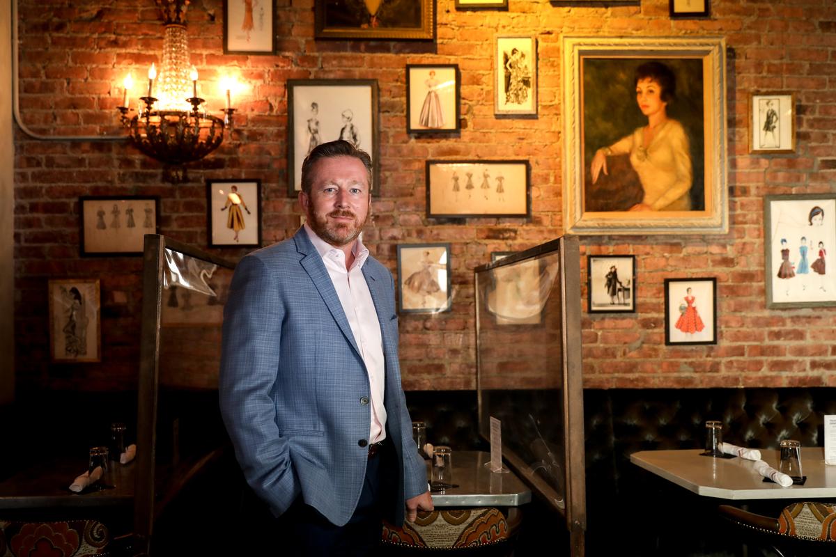 Mark Fox, owner of The Ragtrader & Bo Peep Cocktail and Highball Store in New York City on April 29, 2021. (Samira Bouaou/The Epoch Times)