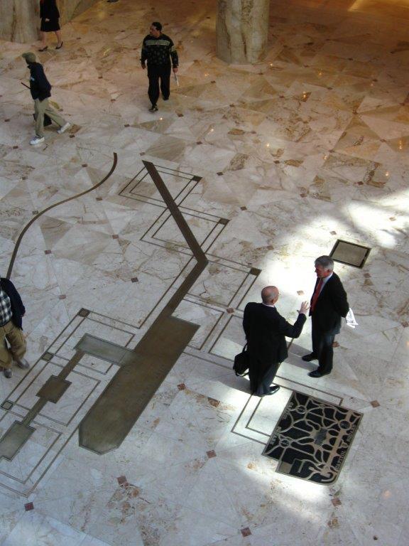 A terrazzo map of the James River and Kanawha Canal on the floor of the James Center, in Richmond, Va. (Bob Kirchman)