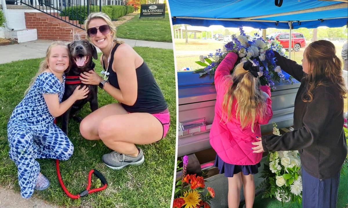 Jogger and Dog Comfort Heartbroken Child Outside Funeral of Dad Who Died of Cancer