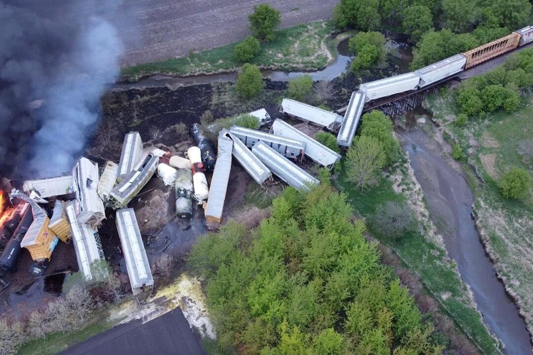 Train in Iowa Hauling Hazardous Materials Derails, Catches Fire
