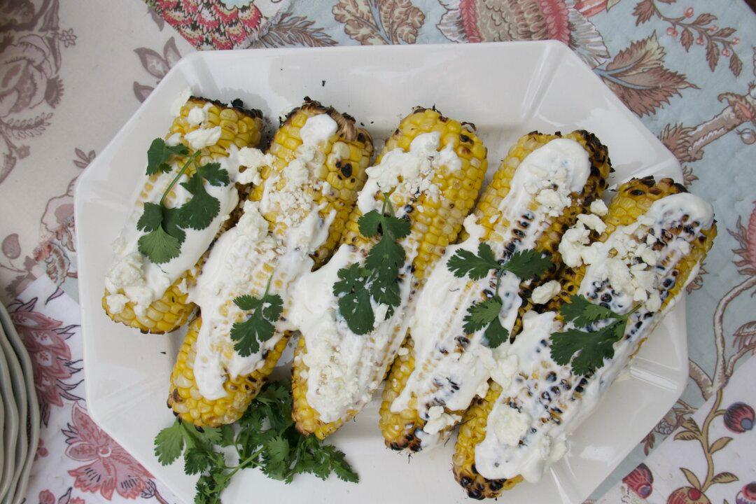 Grilled Corn With Cotija Cream