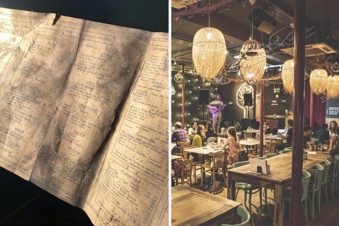 Historic Restaurant Menu Dating Back to 1913 Discovered During Cafe Renovation