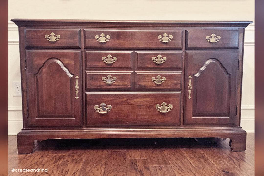 Lifestyle Blogger Gives Traditional Sideboard a Mid-Century Modern Makeover for Just $180