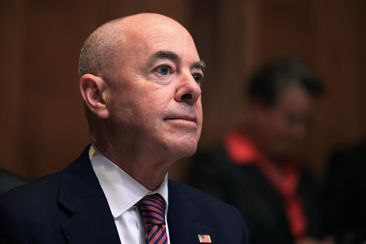 Homeland Security Secretary Alejandro Mayorkas testifies before a Senate panel in Washington on May 26, 2021. (Chip Somodevilla/Getty Images)