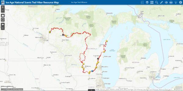 An online map of the Ice Age Trail. (Screenshot)