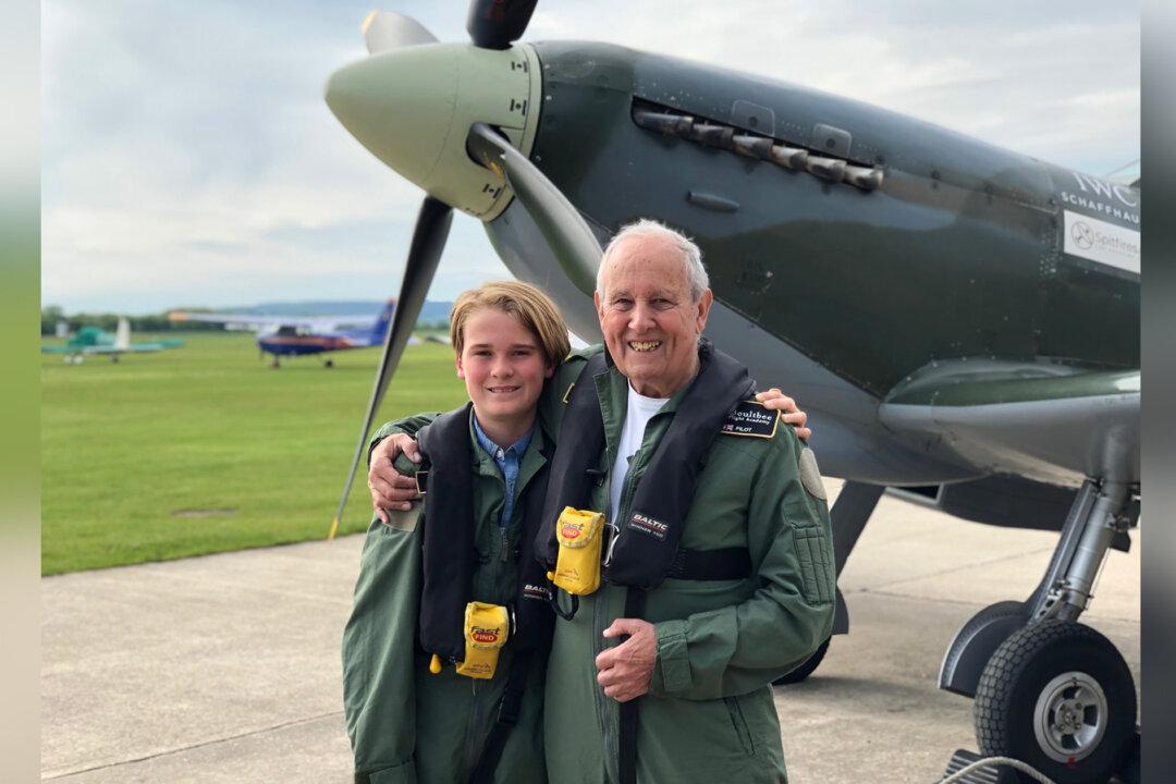 Boy, 12, Helps His Grandfather Fulfil His Dream of Flying a Spitfire for His 80th Birthday
