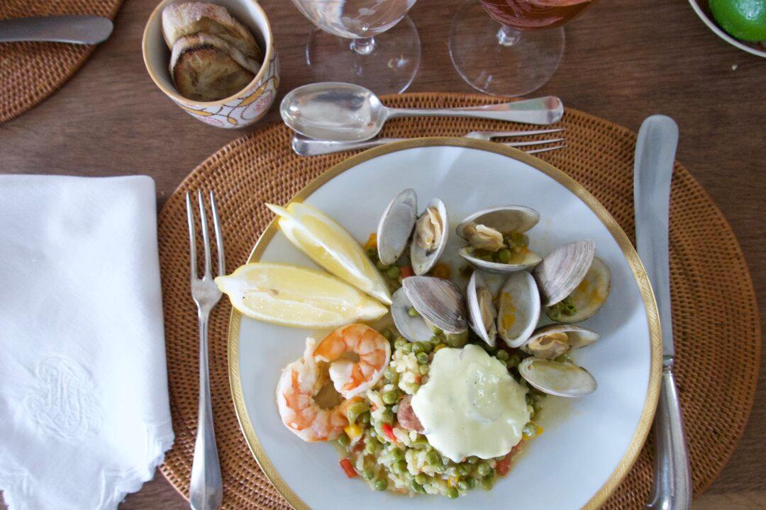 Paella With Chorizo, Shrimp, and Clams