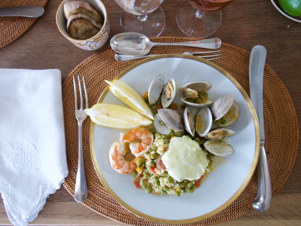 Paella With Chorizo, Shrimp, and Clams