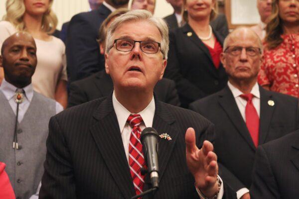 Texas Lt. Governor Dan Patrick has vowed to end professor tenure for all new hires at state public universities and colleges in an effort to combat Critical Race Theory. Photo taken in Austin on June 16, 2021. (Mei Zhong/The Epoch Times)