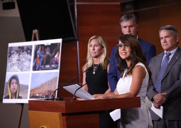 Rep. Lauren Boebert (R-Colo.) speaks during a press conference at the U.S. Capitol in Washington, on June 23, 2021. (Win McNamee/Getty Images)