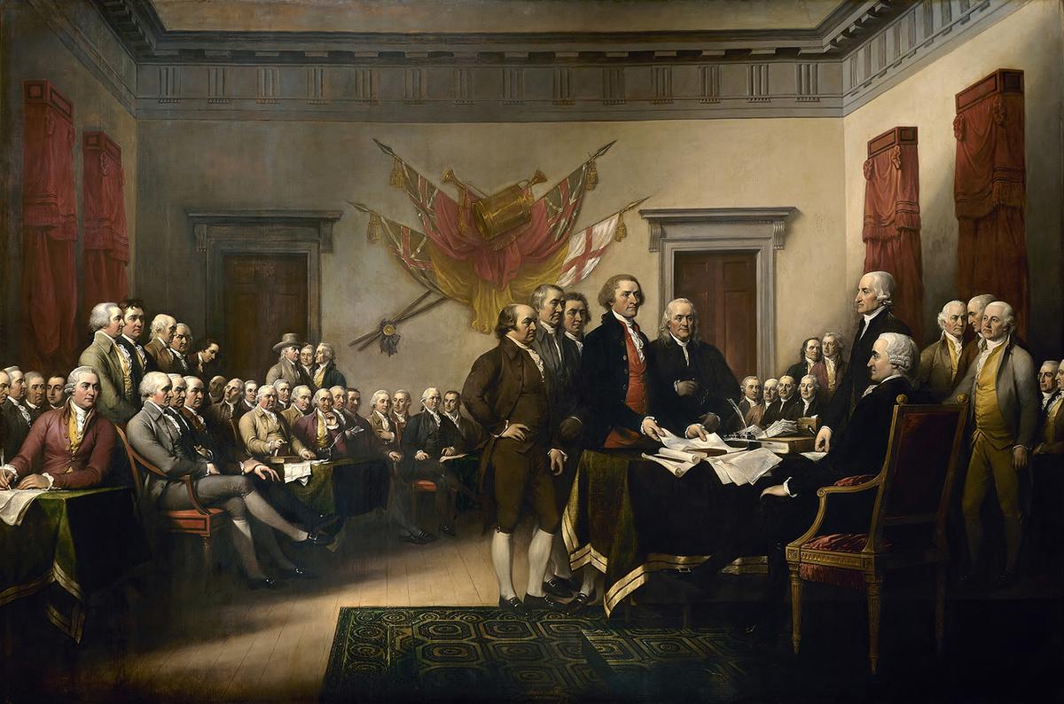 "Declaration of Independence," circa 1818, by John Trumbull. Oil on canvas. United States Capitol Rotunda, Washington, D.C. (Public Domain)