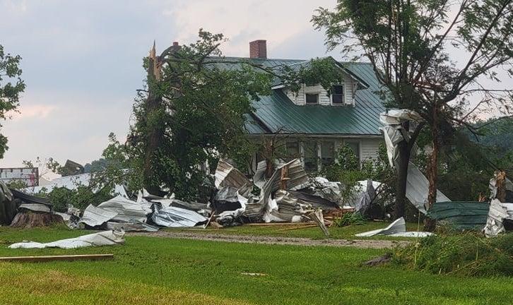 A photo showing some of the damage caused by the tornado that touched down in Jay County on June 15. (Courtesy of <a href="https://www.facebook.com/JayCountySheriffsOffice/">Jay County Sheriff's Office</a>)