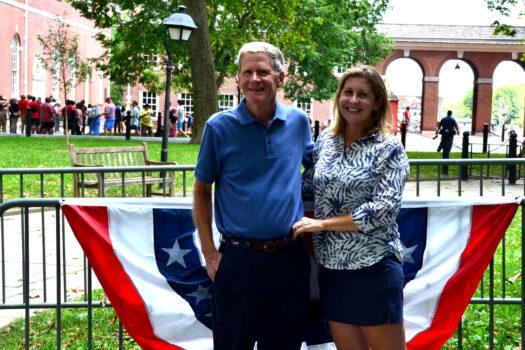David Cook, a veteran, traveled from Florida to Philadelphia with his daughter Megan Cook Perks for a family reunion and to celebrate July 4. (Frank Liang/The Epoch Times)
