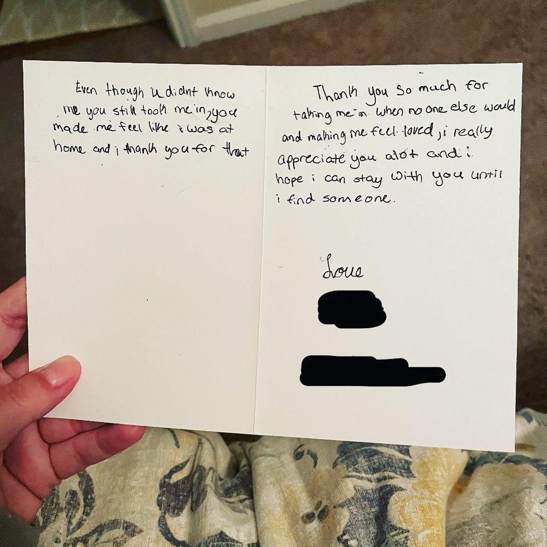 One of the thank-you cards that Burcham received from the children she fostered. (Courtesy of <a href="https://www.instagram.com/fostertheteens/">Brittany Burcham</a>)