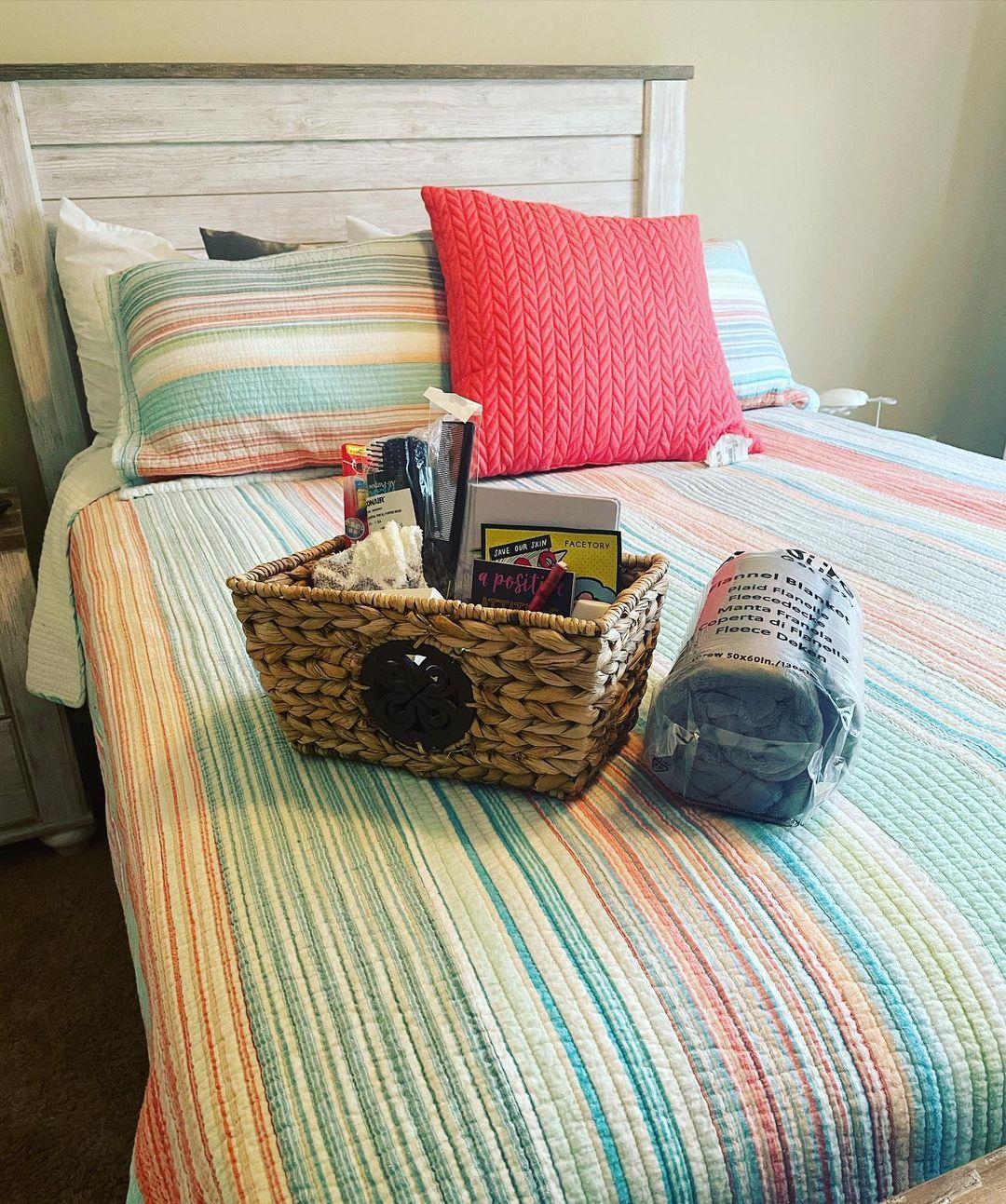 A welcome basket containing some crayons, colors, and drawing papers. (Courtesy of <a href="https://www.instagram.com/fostertheteens/">Brittany Burcham</a>)