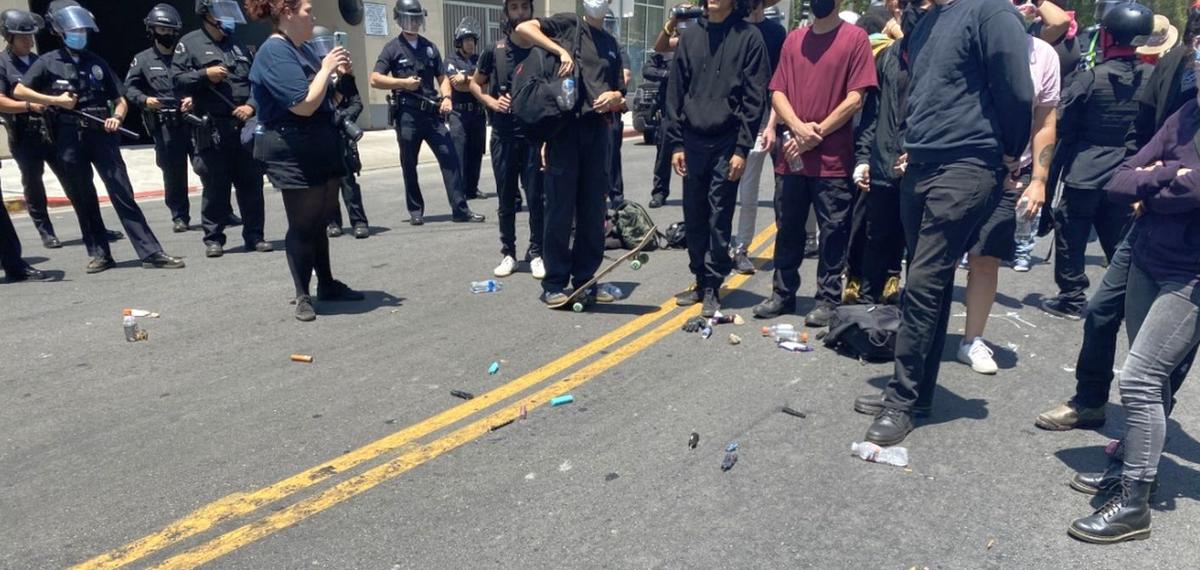 Antifa Clashes With Police Outside Los Angeles Spa Amid Protests; Dozens Arrested