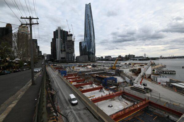 Construction work on the city metro is halted in the central business district of Sydney, Australia, on July 19, 2021. (Saeed Khan/AFP via Getty Images)