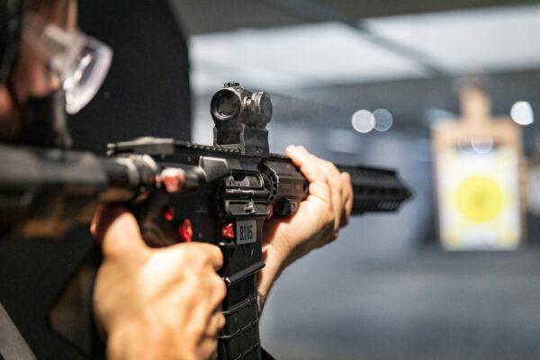 An AR-15 at FT3 tactical shooting range in Stanton, Calif., on May 3, 2021. (John Fredricks/The Epoch Times)
