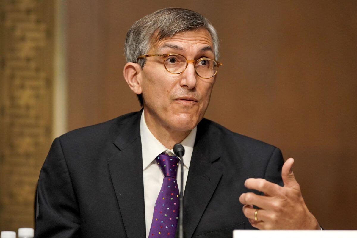 Dr. Peter Marks, director of the Center for Biologics Evaluation and Research within the Food and Drug Administration, speaks during a congressional panel at the US Capitol in Washington on May 11, 2021. (Greg Nash/Pool/AFP via Getty Images)