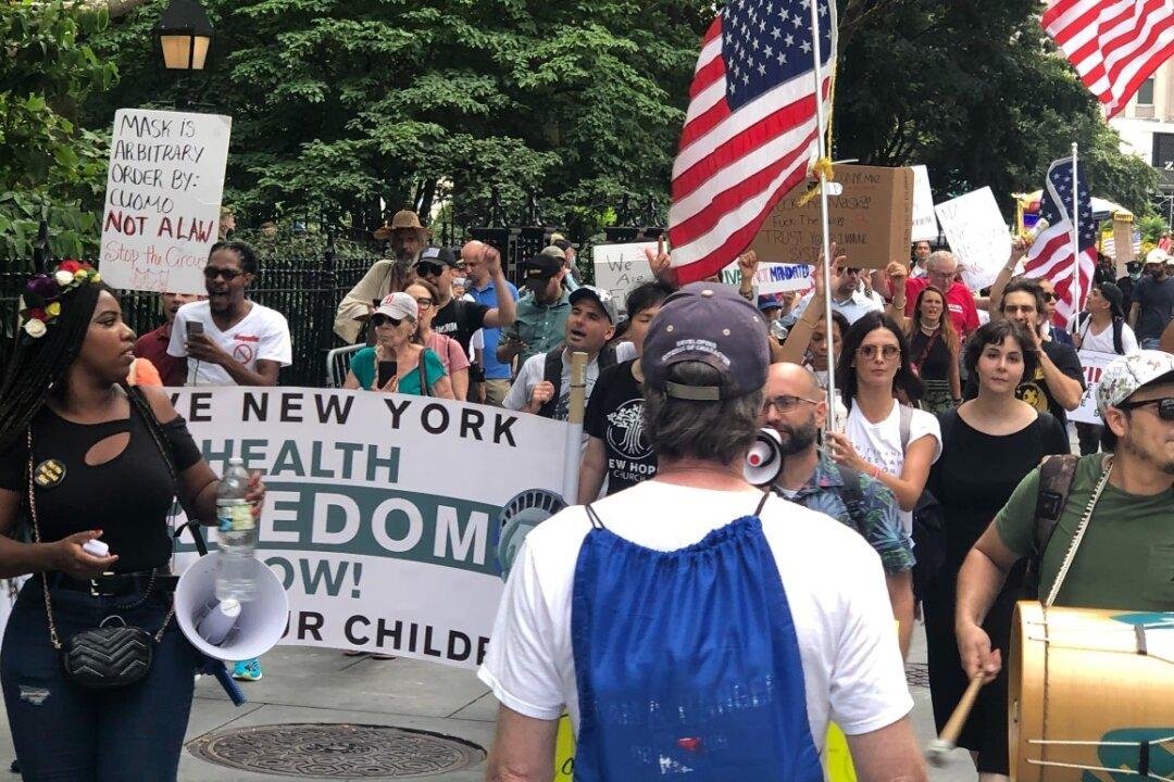 Protestors Gather at New York City Hall to Oppose Vaccine Passport