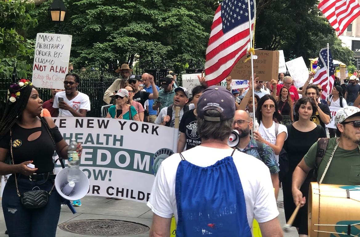 Protestors Gather at New York City Hall to Oppose Vaccine Passport