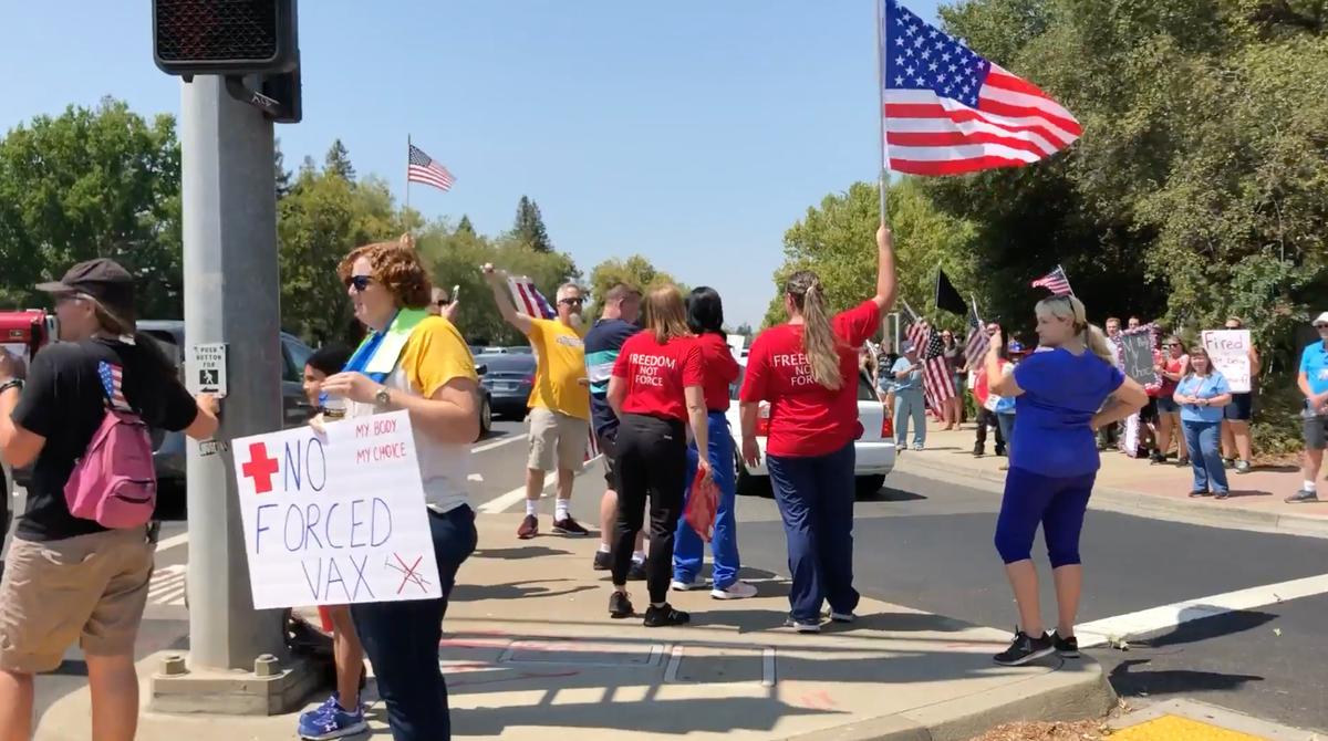 Locals in California City Protest State Vaccine Mandates