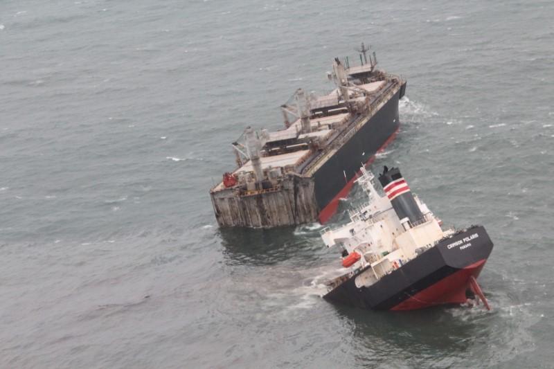Cargo Ship Runs Aground in Japan and Splits in Two, Leaving Miles-Long Oil Leak
