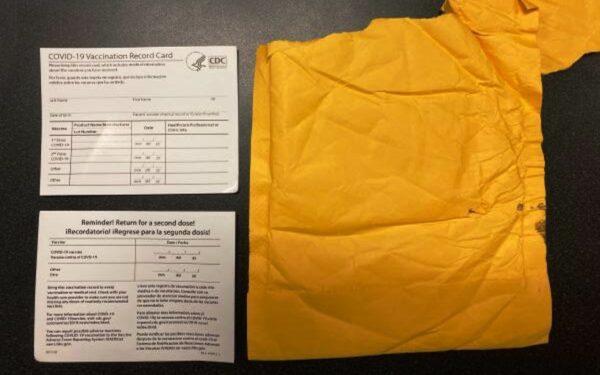 The counterfeit COVID-19 vaccination cards that were seized in Memphis, Tenn., in August 2021 come with a CDC logo on the top. (U.S. Customs And Border Protection)