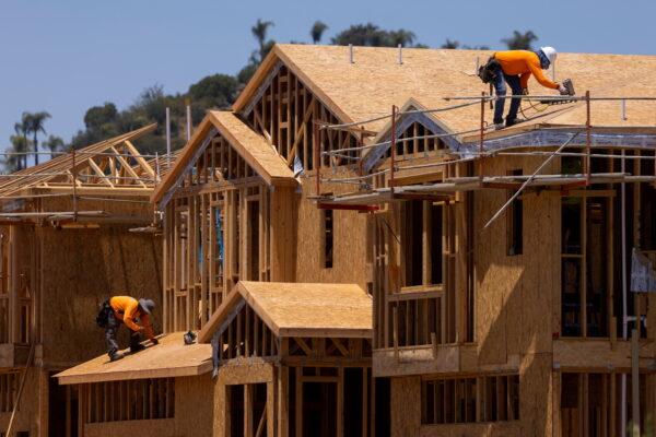 Residential homes under construction in Valley Center, Calif., on June 3, 2021. (Mike Blake/Reuters)