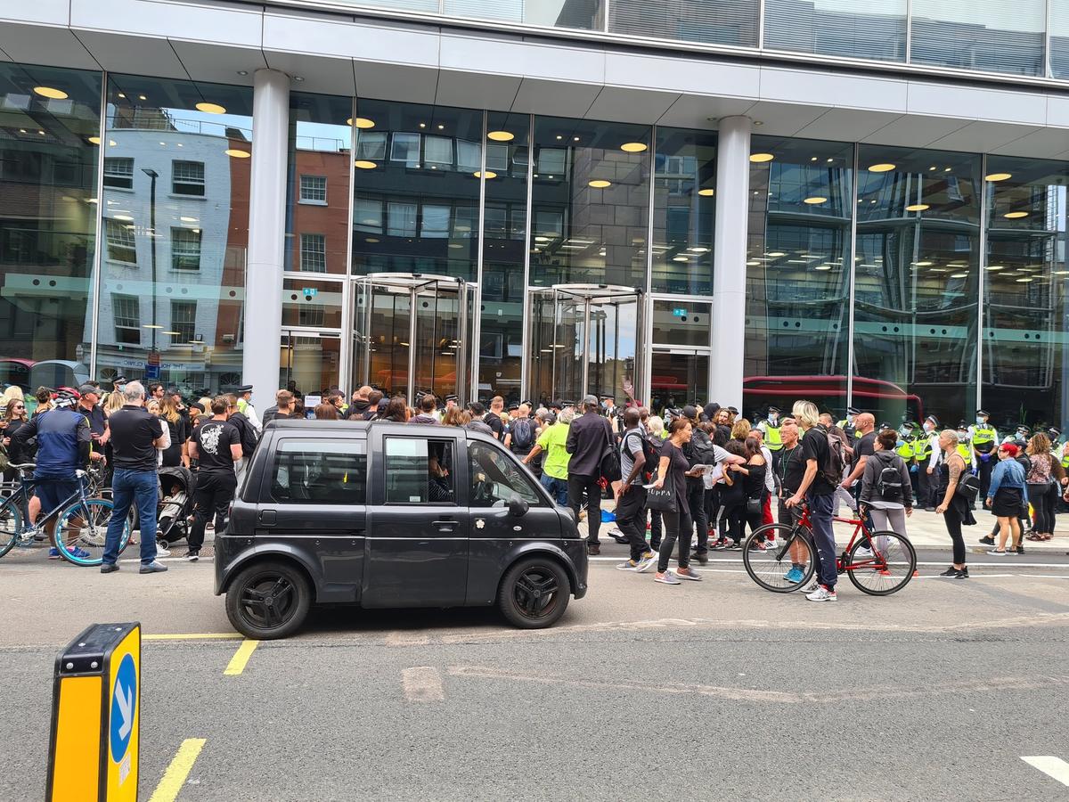 Demonstrators Occupy London News Headquarters Over Pandemic Coverage