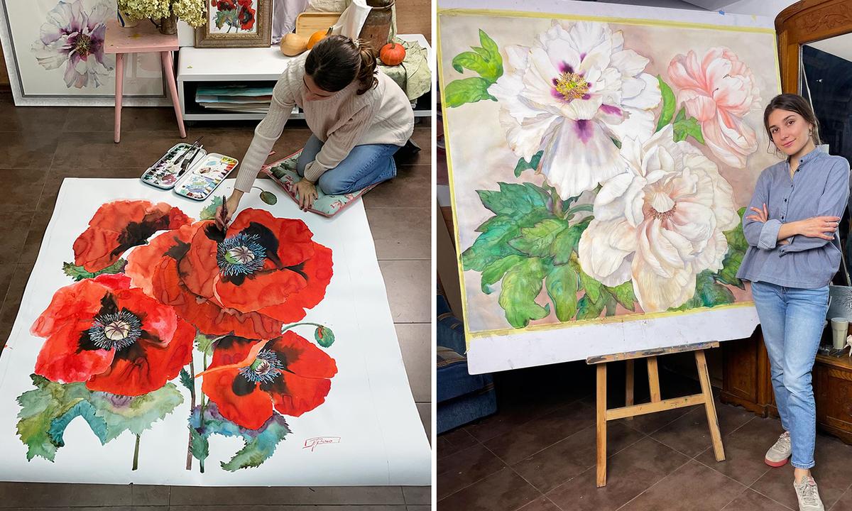 Ukrainian Artist Paints Huge Flowers in Deliciously Larger-Than-Life Watercolors