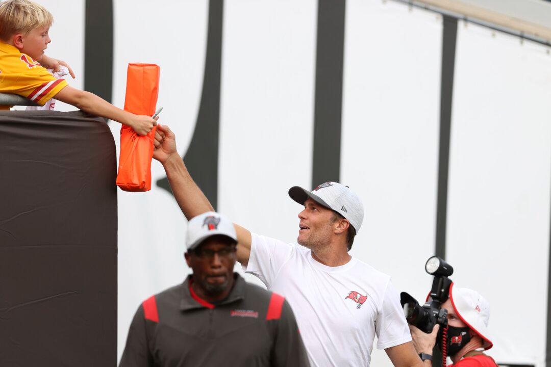 Brady Showing His Personality as Buccaneer