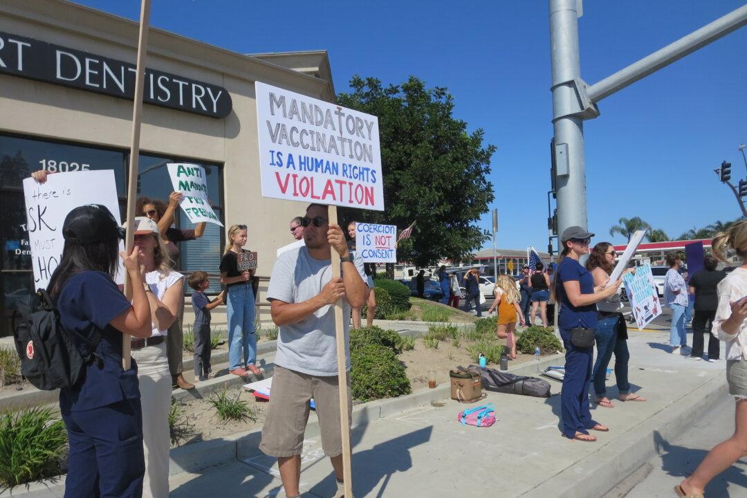 Orange County Health Care Workers Protest Vaccine Mandate