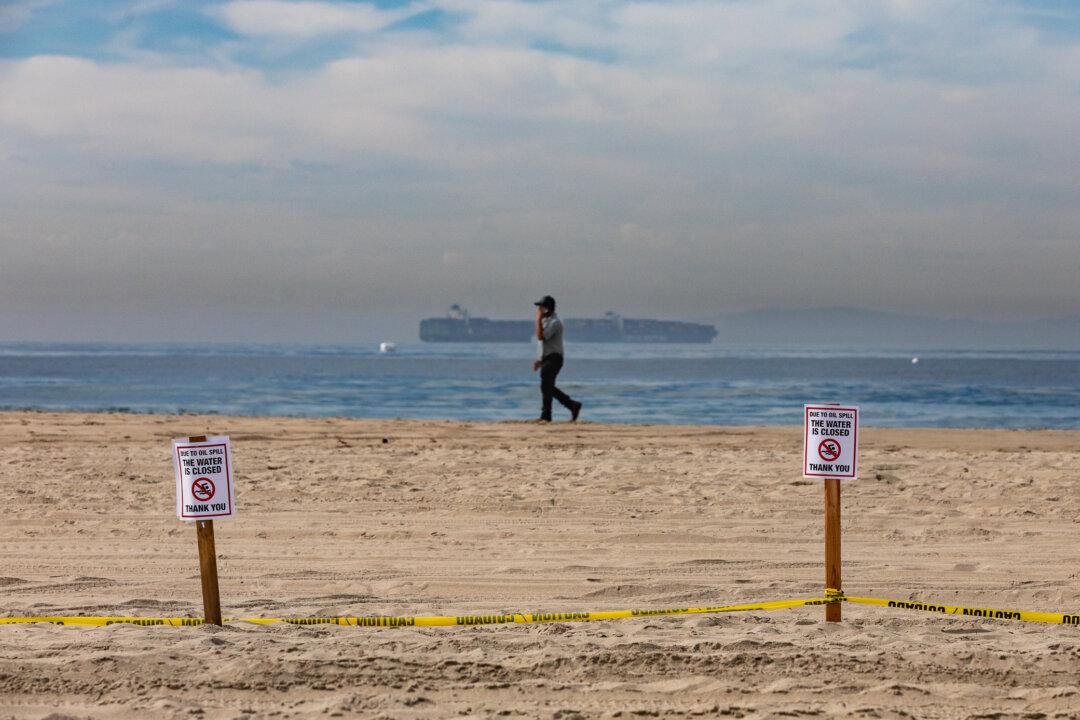 Efforts Underway by Land and Sea to Clean Oil Spill Off Huntington Beach