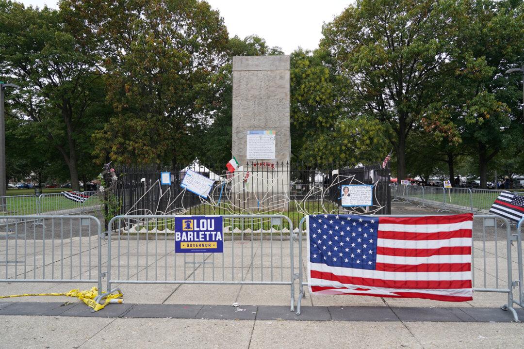 Iconic Philadelphia Columbus Statue Still Covered by Wooden Box