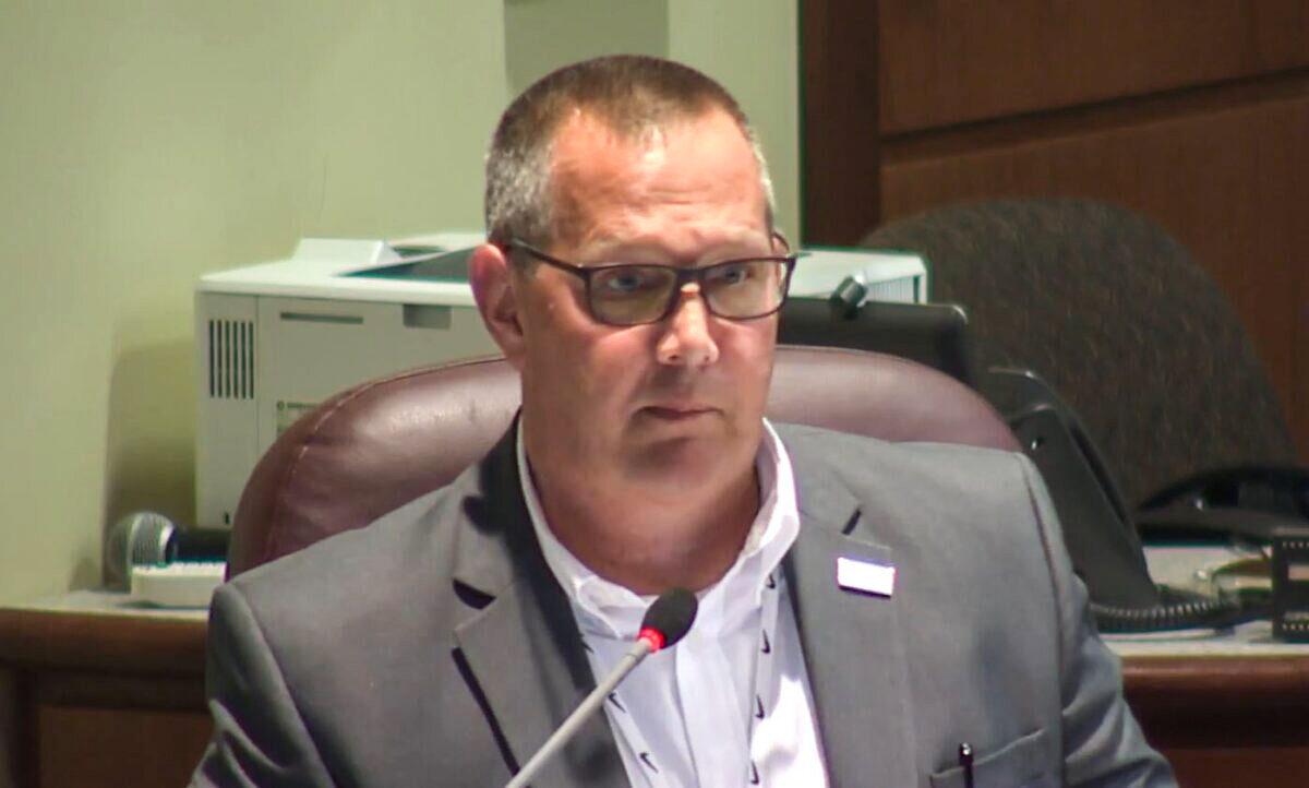 Loudoun County Superintendent Scott Ziegler during a school board meeting in Ashburg, Va., on June 22, 2021. (LCPS/Screenshot via The Epoch Times)
