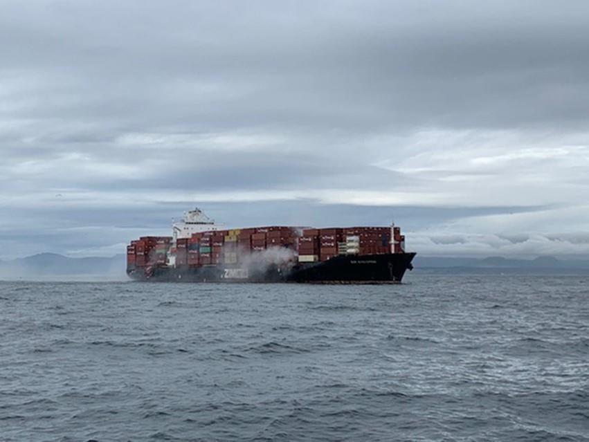 Hazardous Materials Burning Aboard Container Ship Anchored Off Southern B.C.