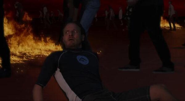 Shane Badman (John Terrell) waking up in a not so nice place containing lots of fire and brimstone, in “Journey to Hell.” (VGC Productions)