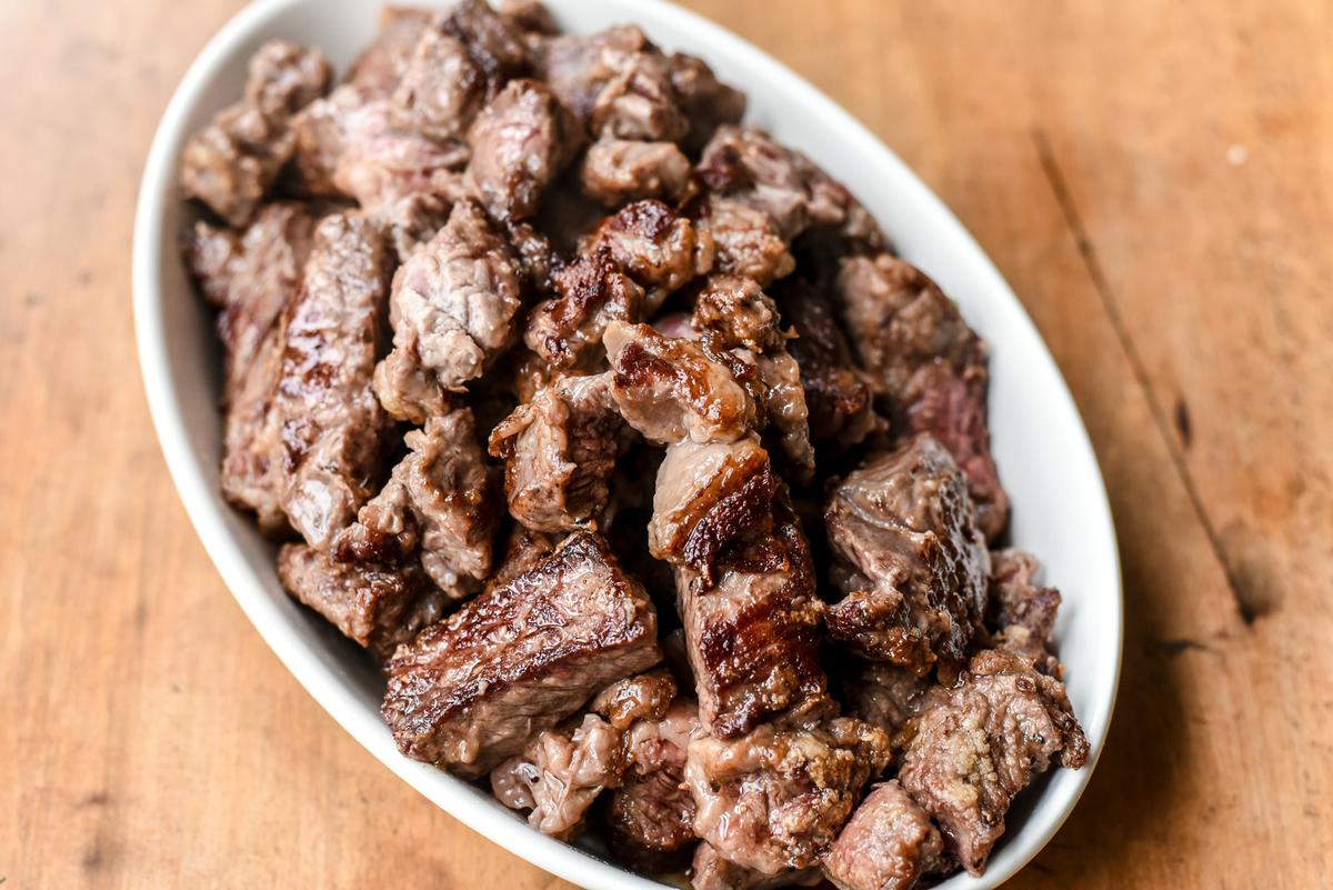 Work in batches to brown the beef on all sides. (Audrey Le Goff)