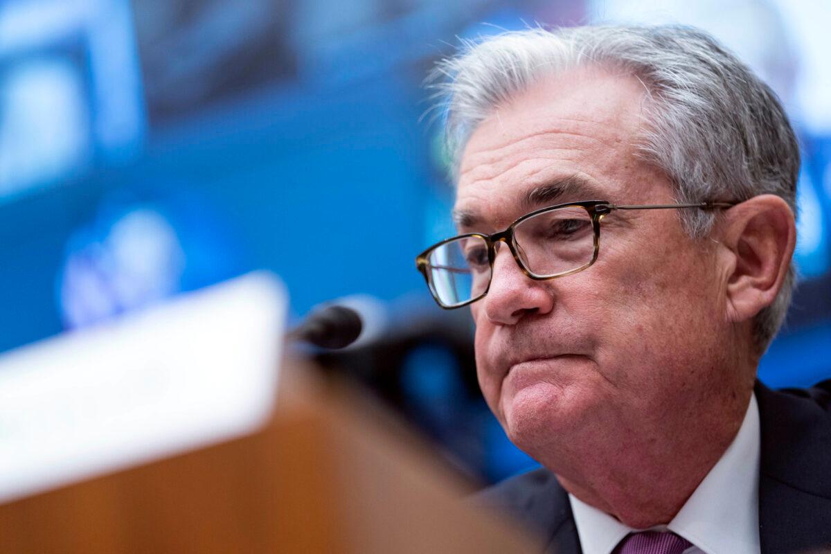 Federal Reserve Chairman Jerome Powell testifies during a House Financial Services Committee hearing on Capitol Hill in Washington, on Sept. 30, 2021. (Sarah Silbiger/Pool via AP)