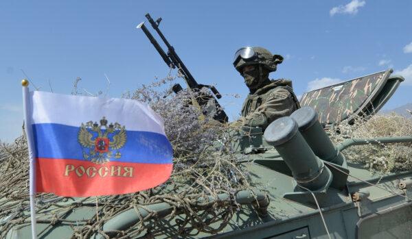 A Russian serviceman takes part in a joint military drill of the Collective Security Treaty Organization (CSTO)’s Collective Rapid Reaction Forces on Sept. 9, 2021. (Vyacheslav Oseledko/AFP via Getty Images)