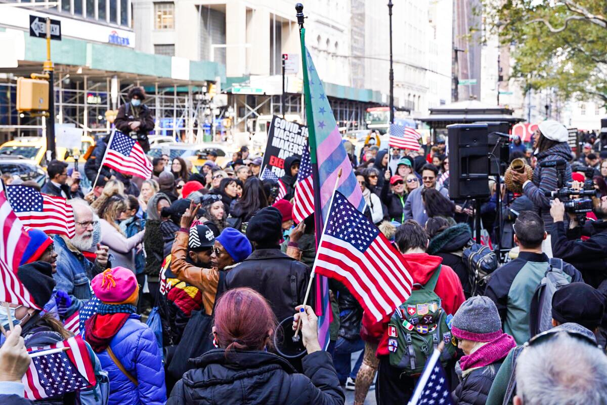 Worldwide Walkout: NYC Protesters Rally Against Vaccine Mandates and Bills That Target Exemptions