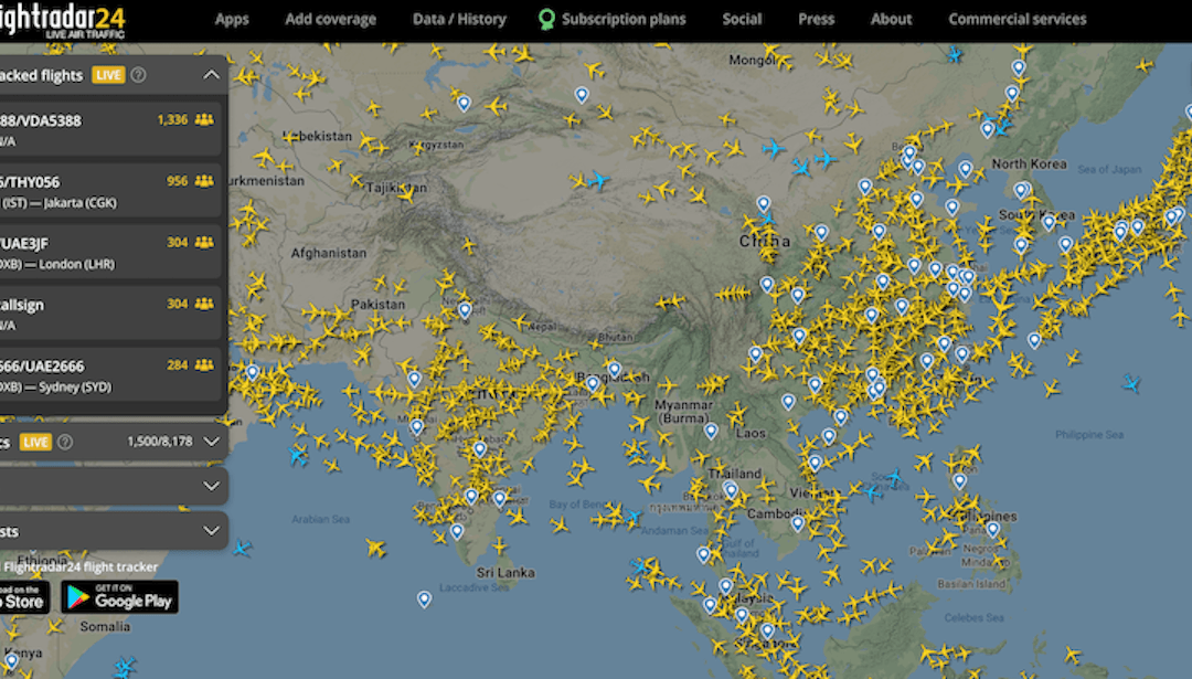China Bans Flightradar24 Over Fear Military Aircrafts’ Movements Being Exposed