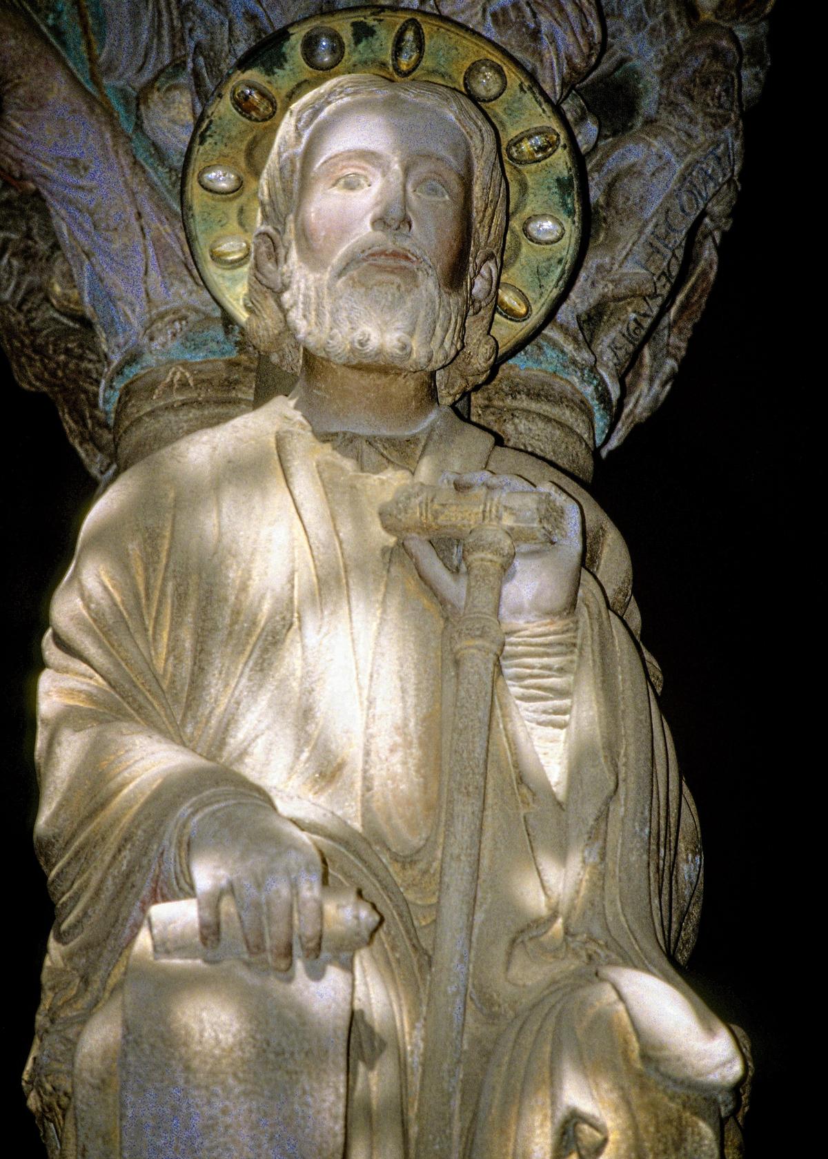 A statue of Apostle Saint James inside the Cathedral of Santiago. (Copyright Fred J. Eckert)