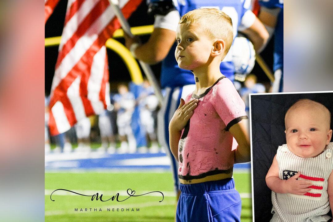 Baby in Patriotic Onesie With Hand on Heart Becomes Boy Who Salutes During National Anthem