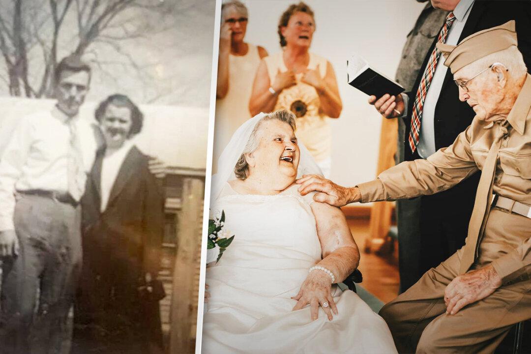 Family Honors Veteran and Wife’s 75th Anniversary With White Wedding They Never Had